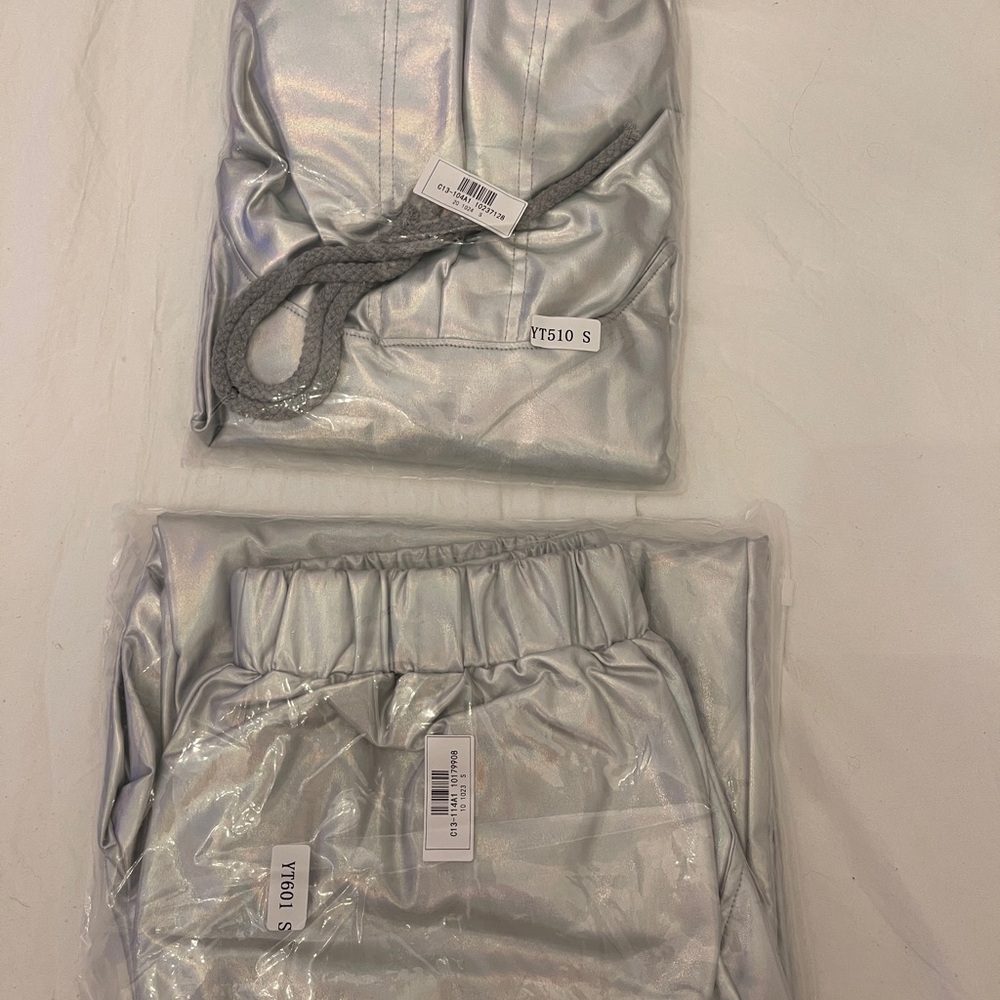 Women's Metallic Silver Tracksuit